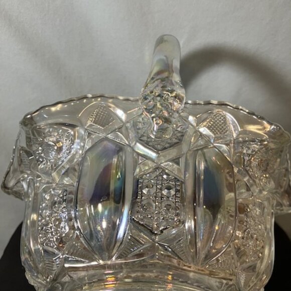 Vintage Bridal Basket‎ Iridescent Carnival Glass by L.E. Smith Quintec Design - Picture 6 of 7